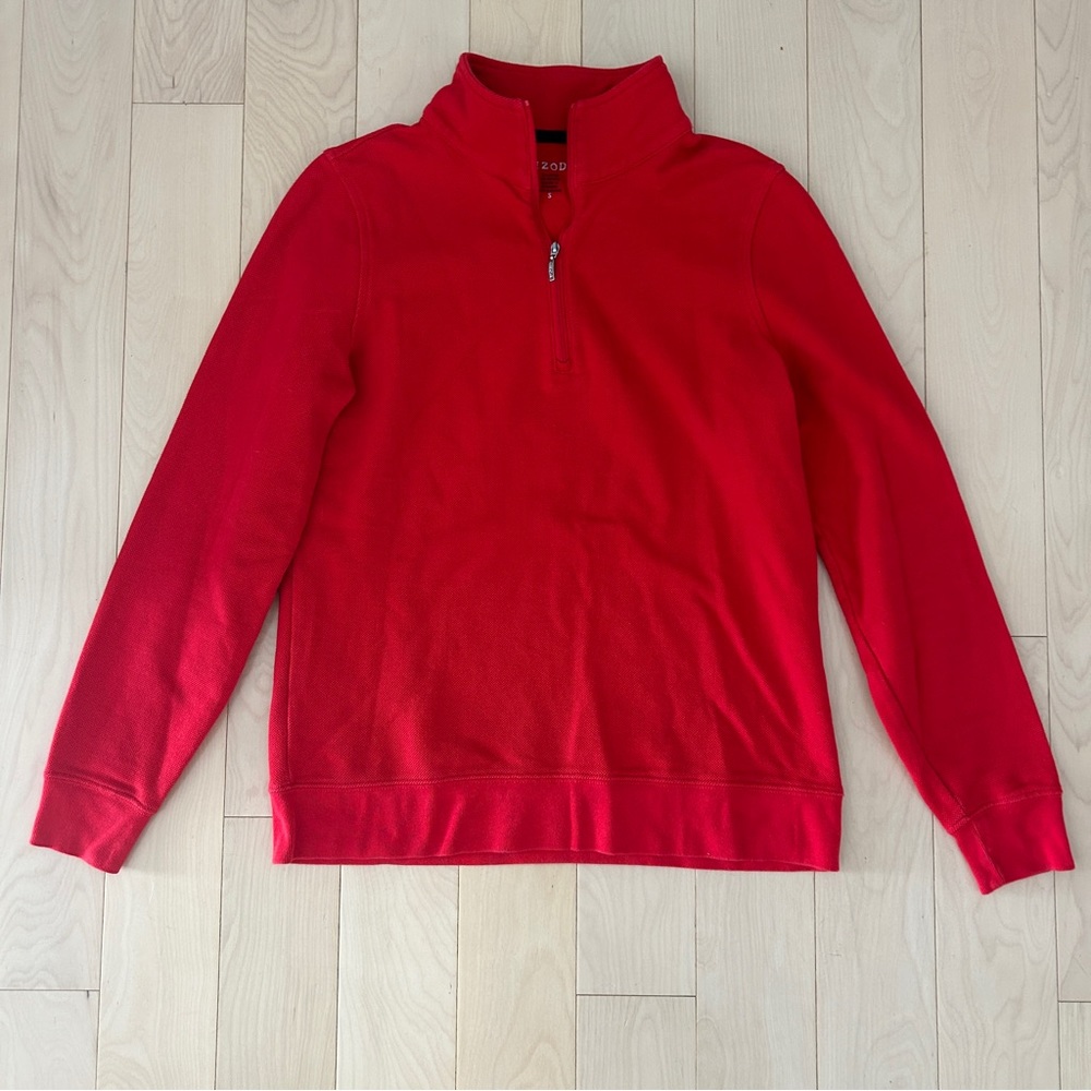 Red Izod Quarter Zip Pullover Shirt